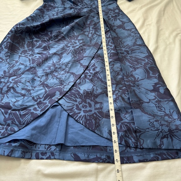 NEW Kay Unger 12 Tallulah Blue Floral Midi DRESS Mother of Bride Wedding Formal - Picture 7 of 10